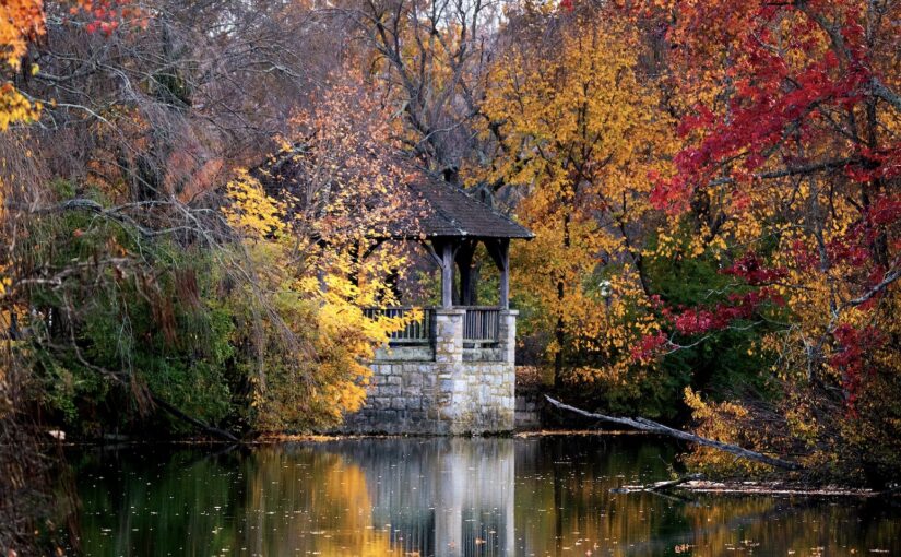 Photo of Virginia Tech's Duck Pond in fall.